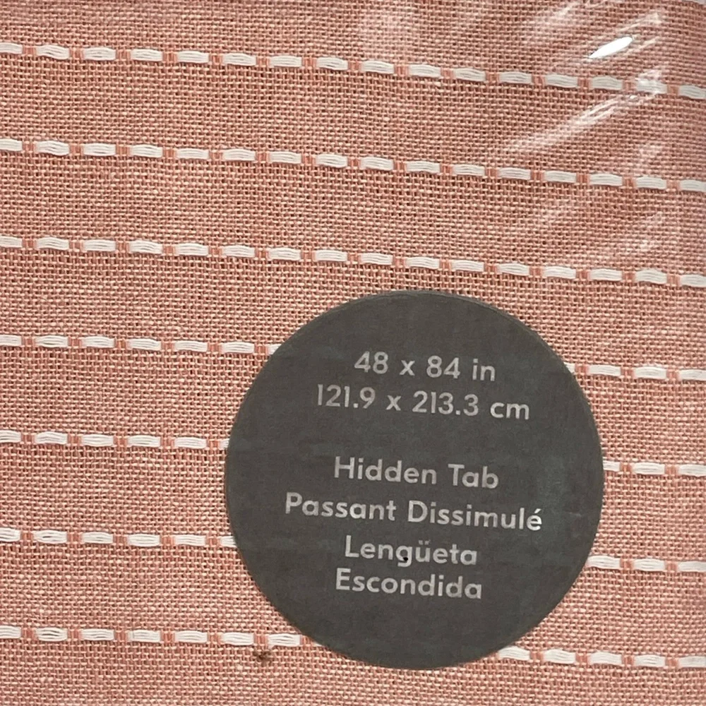 West Elm Chambray Tack Stripe Blackout Curtain in Pink 48x84